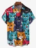 Cute Cat 2025 Hawaiian For Men Women Shirt Print Abstract Pattern Short Sleeve Loose Oversized Men's Summer Beach Casual Top 5