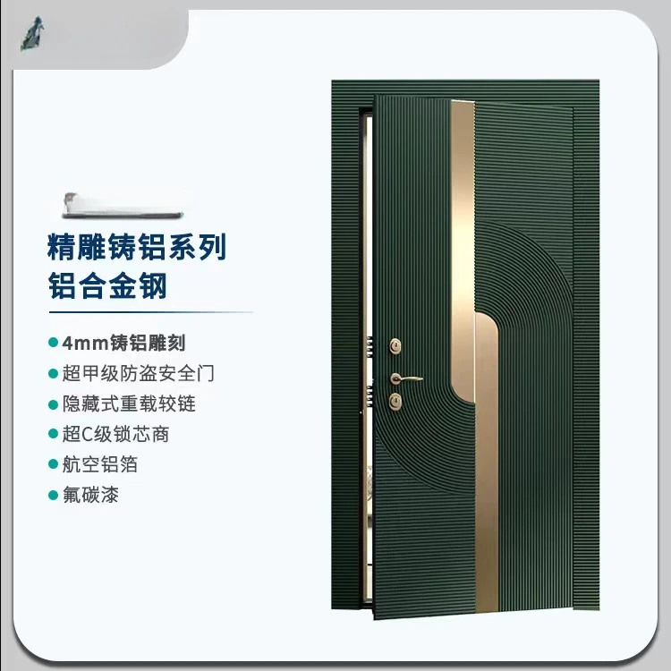 Factory price front anti theft main steel security single double leaf door cast aluminum modern front entrance doors 5