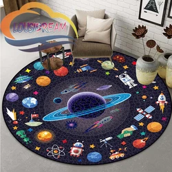 Space Universe Vector Ufo and Many Planets In Galaxy Round Bedroom Floor Mat Computer Chair Area Decoration Carpets