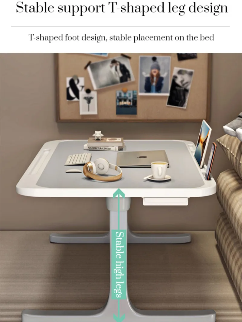 Bedside Foldable lift computer desk bed small table rechargeable upgrade multifunctional study table Dormitory Easy Notebook Des