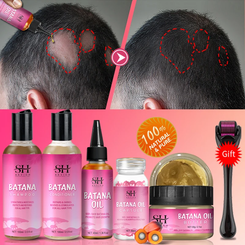 

5pcs Pure Batana Oil Hair Growth Set Honduras Batana Anti Hair Loss Hair Mask Break Hair Regrowth Treatment For Black Men Women