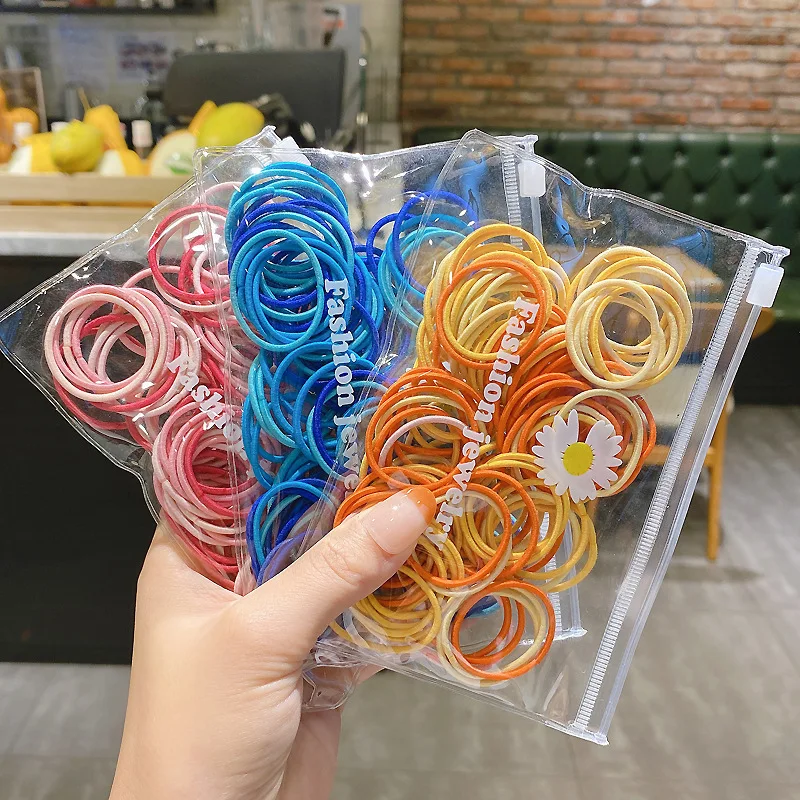 100Pcs Elastic Hair bands Girls Colorful Nylon Rubber Band Hair Ties  Child Ponytail Holder Scrunchie Kids Cute Hair Accessories 12 colors cable baby headband big flower elastic hair bands for girls soft nylon turban head wraps child baby hair accessories