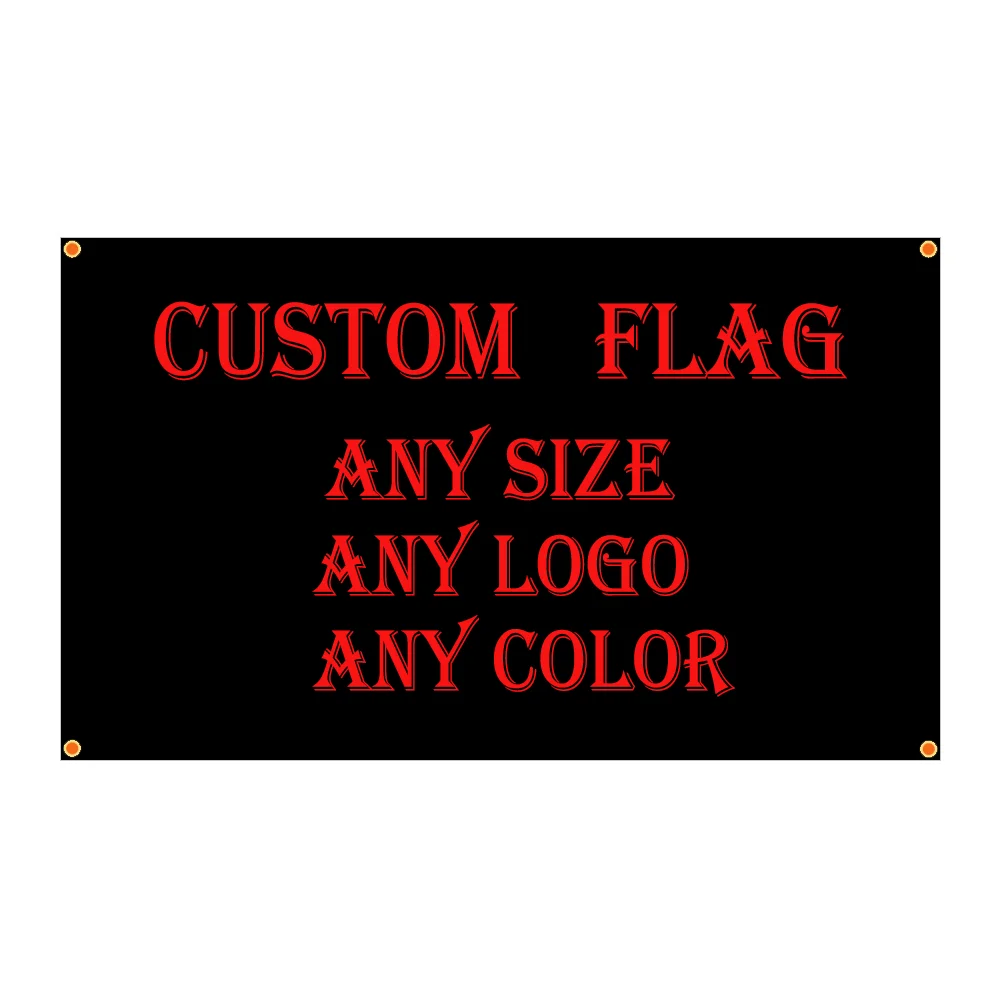 

Custom Printed Flag Polyester Shaft Cover Brass Grommets any Design indoor Outdoor Advertising Banner Decoration Party Sport