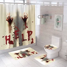 Straszne krwawiące odcisk dłoni wodoodporny zasłona wanny 3D druku zestaw Mat do kąpieli poliester terroru parodia Party Halloween Anti-slip dywany