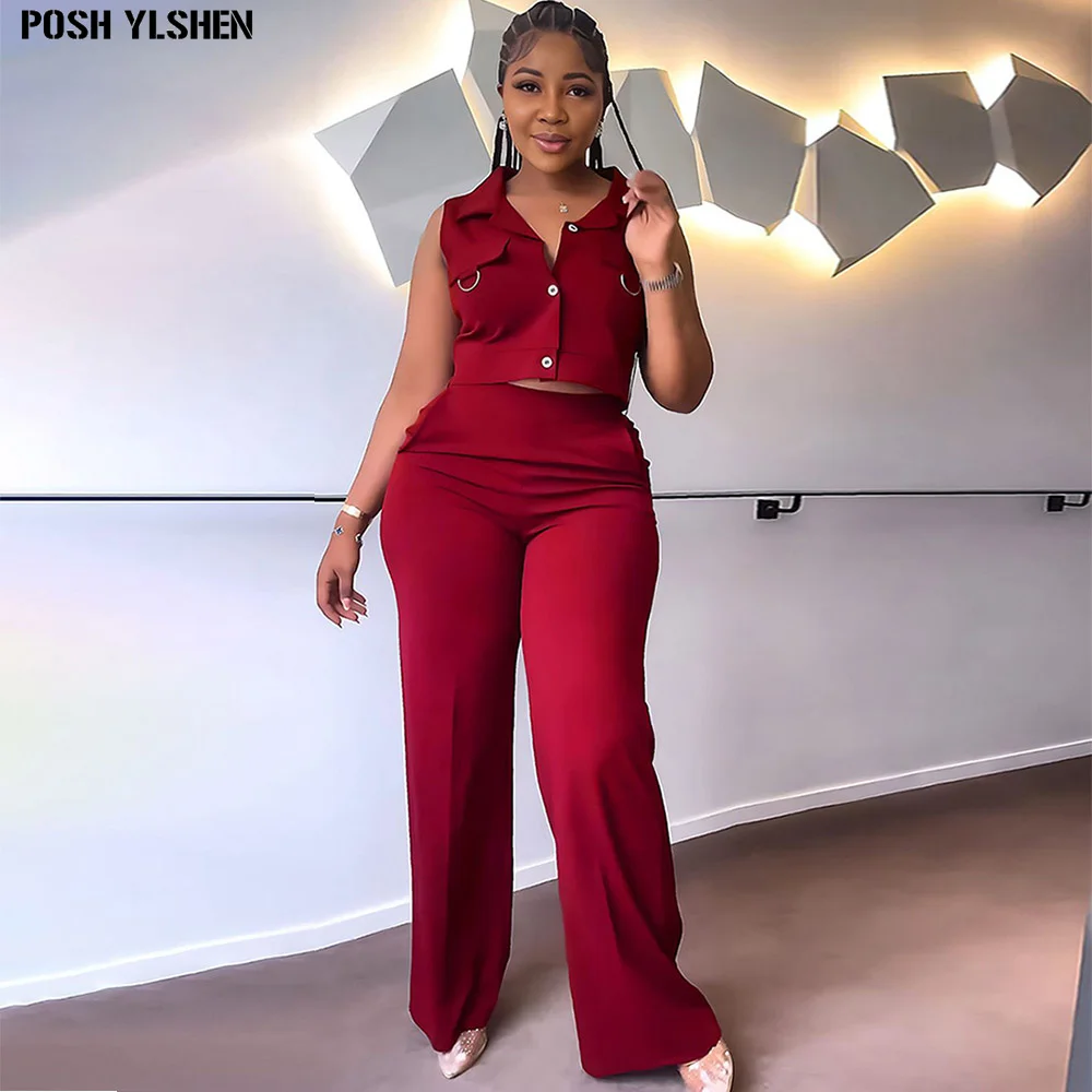 

Two Piece Set Women Tracksuit Summer Clothes African Dresses for Women Casual Party Shirt Vest Crop Tops + Pants Suits Outfits