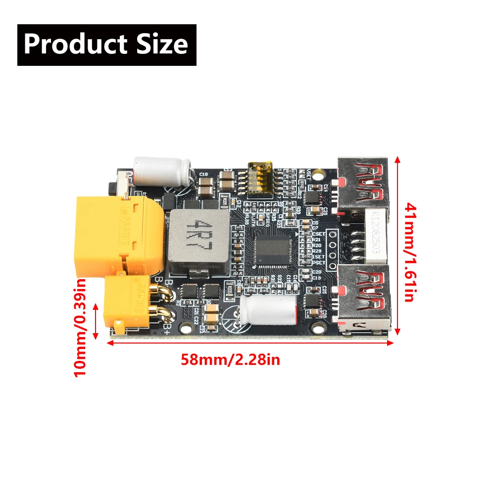 2-7S 100W Schnelllade-Modul Powerbank-Motherboard Dual USB+Typ-C Lithium-Batterie-Ladeplatine XT30/XT30+XT60 Anschluss – Detail 10