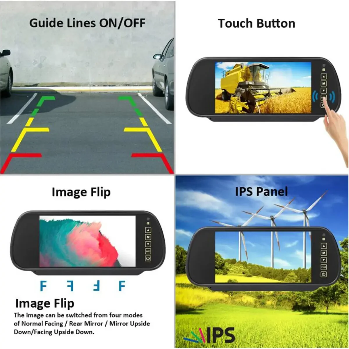 IPoster الرقمية اللاسلكية 7 بوصة شاشة مقسمة DVR مراقب AI المركبات البشرية كشف BSD كاميرات احتياطية لمقطورة Rvs تخييم