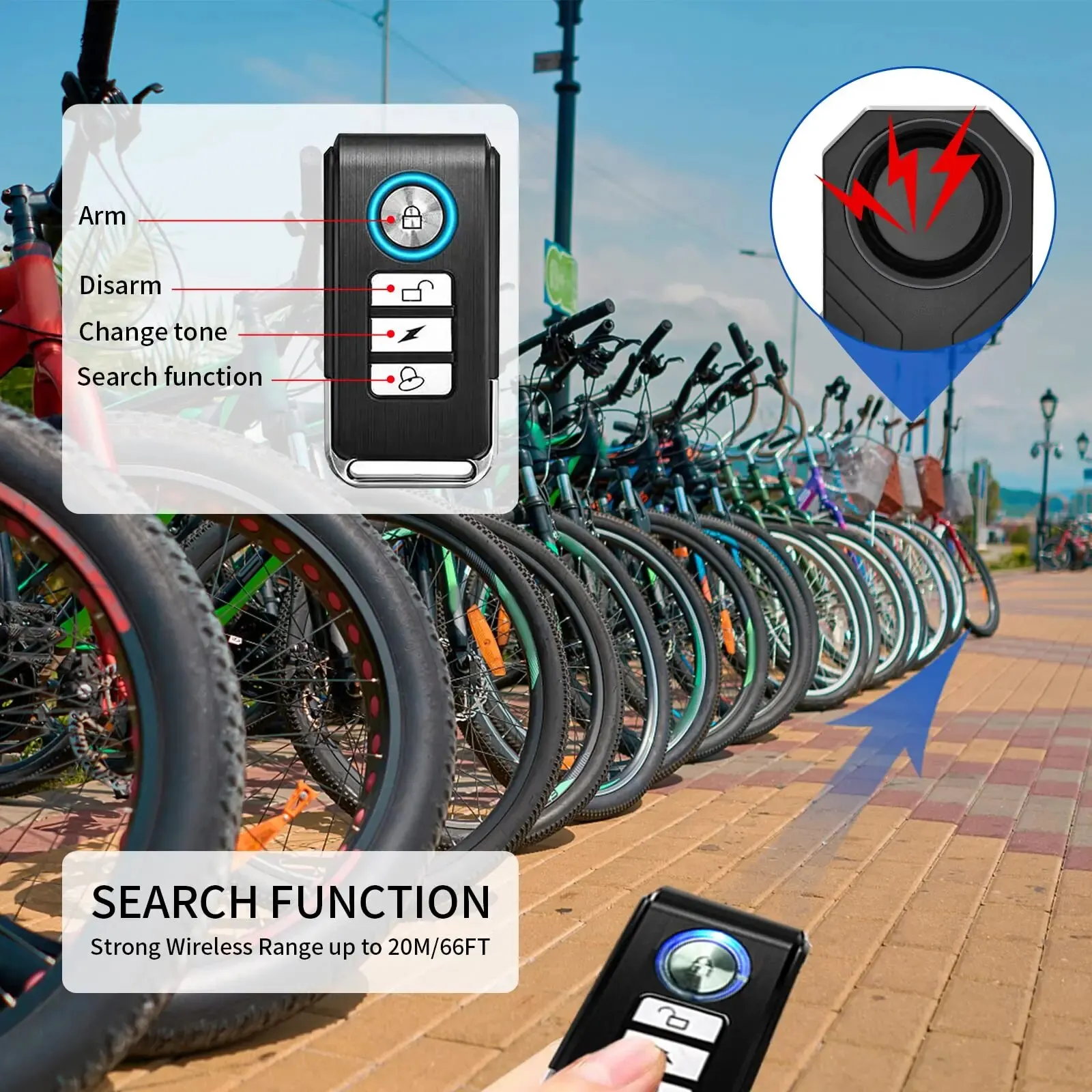 Anti-Theft Bicycle Motorcycle Alarm 113dB Wireless Security Vibration Sensor Waterproof Electric Bike Alarm with Remote Control