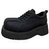 Thick Bottom Height Increasing Non-Slip Wear-Resistant Lace-up Low-Top Casual Muffin Men's Loafers Dark 1