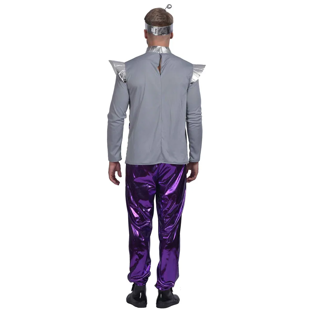 Men's Movie Robot Alien Costume Cosplay Adult Halloween Party Fashion Purple Outfits Carnival Easter Purim Fancy Dress
