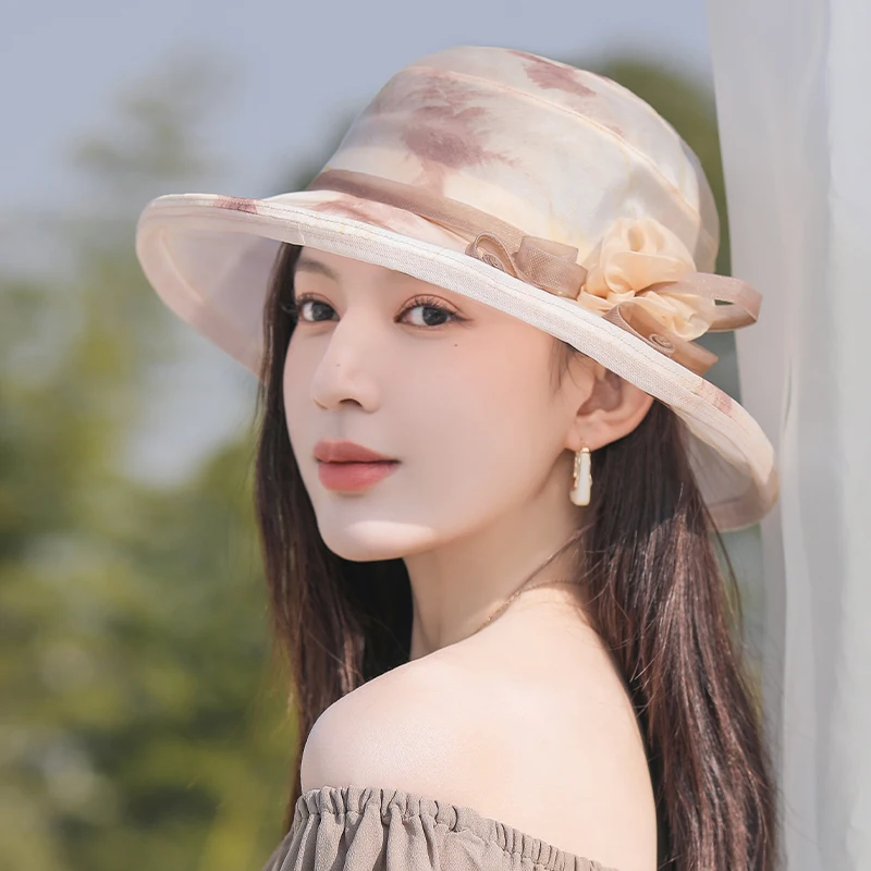 

Mulberry Silk Fisherman Hat Women's Thin Summer Sunshade Hat UV Protection Sunscreen Hat Versatile for Travel Sun Hat Children