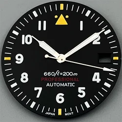 Enhanced Black Pilot Style Watch Dial and Luminous Hand Set - C3 Green Glow - NH35 NH36 (09)