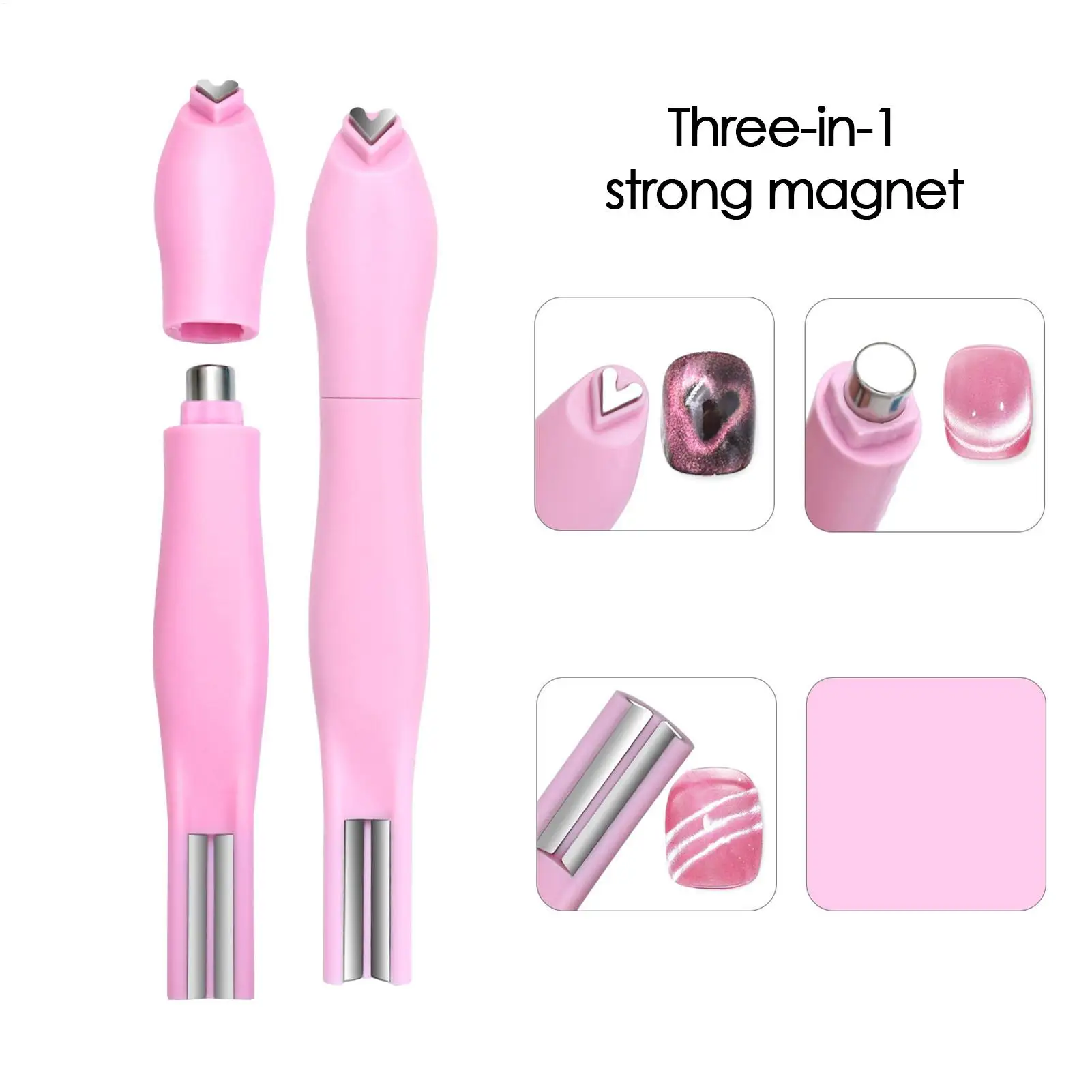 3 IN 1 Heart Shape Cat Eye Magnet Multifunctional Magnetic Cat's Eye Nail Magnetic Stick For DIY Gel Polishing Magnetic Tool