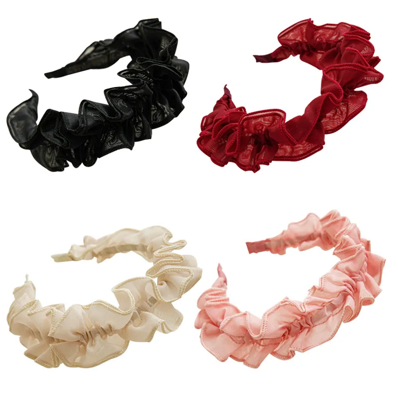 Pleated Mesh Headbands Fashion Wrinkled Fabric Hair Accessories For Women Trend Temperament Hairband Hair Hoop Headwear