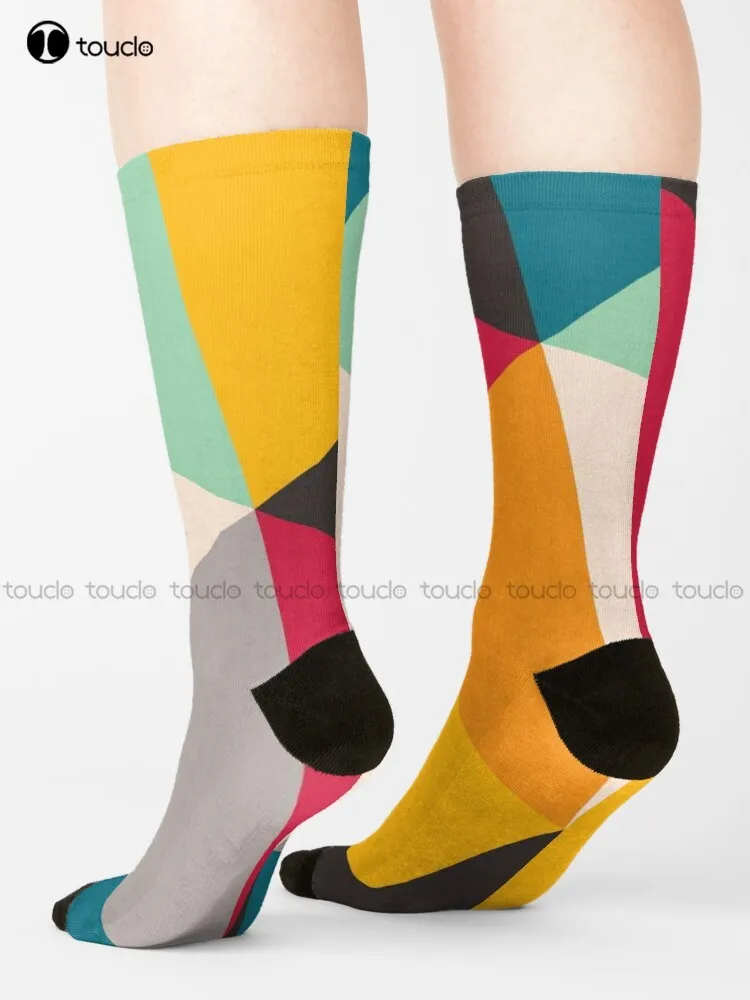 

Colourful Geometric Triangles Socks Youth Socks Personalized Custom 360° Digital Print Gift Harajuku Colorful Retro