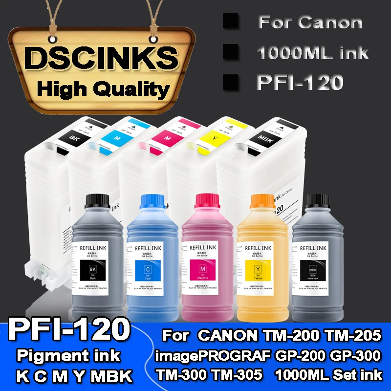 Per Canon Pfi-120 Pfi120 Cartuccia Di Inchiostro Ricaricabile E Inchiostro Da 1000Ml Per Canon Tm-200 Tm-205 Tm-300 Tm-305 Imageprograf Gp-200 Gp-300