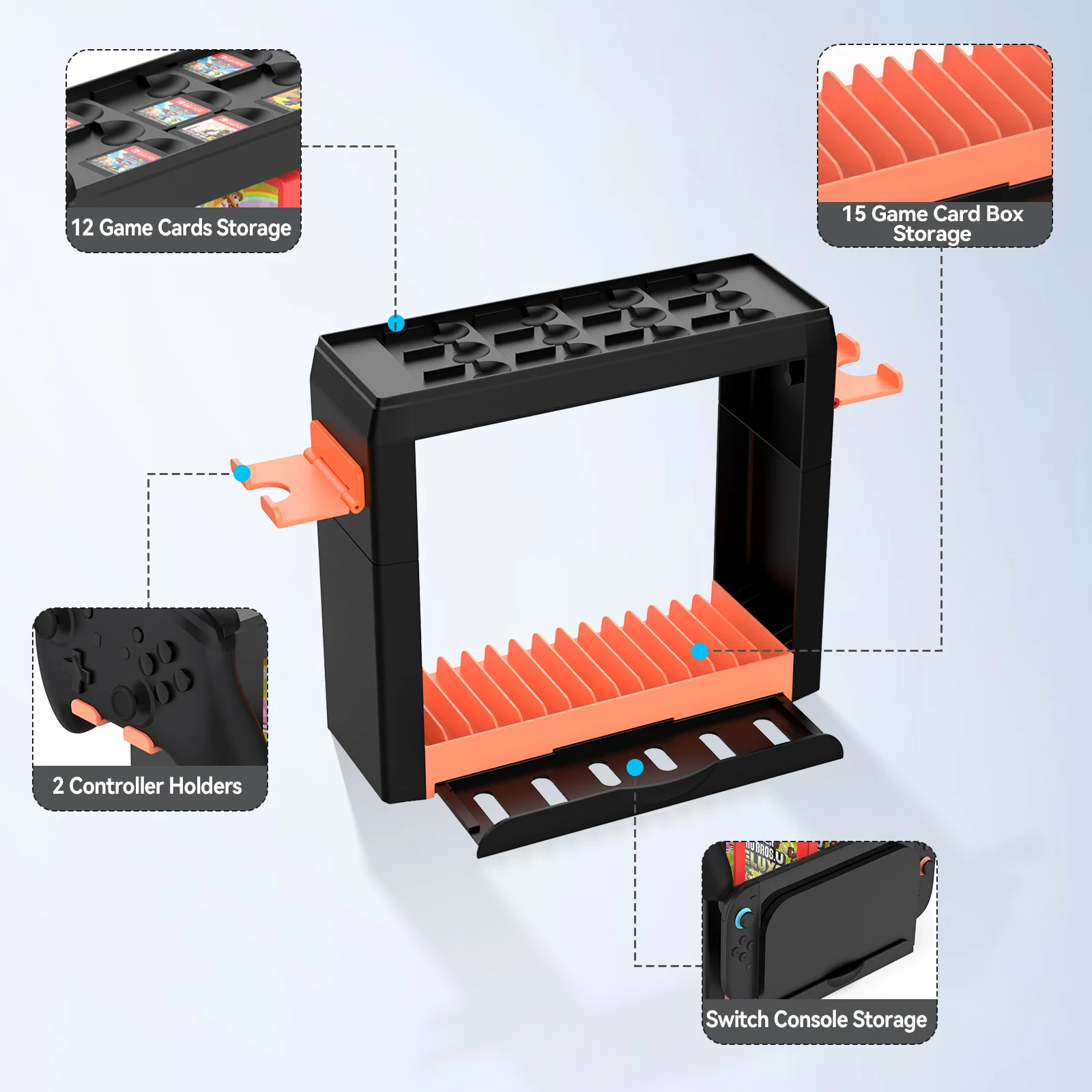 N-Switch 2와 호환되는 게임 스토리지 랙 N-S 2/N-S/N-S OLED 게임 디스크 랙용 다기능 스토리지 스탠드 키트