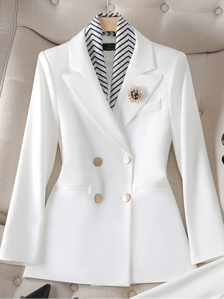 ZJYT Office Lady Formal Blazer Pants Suits 2 Piece Matching Set Conjuntos Para Mujeres Elegant Business Jacket Trousers Sets