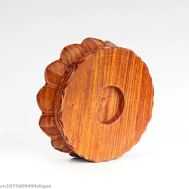 Natural Solid Wood Lotus Pedestal Crafts Vase Coffee Tea Display Stand Woodcarving Buddha Guanyin Bodhisattva Altar Table Base
