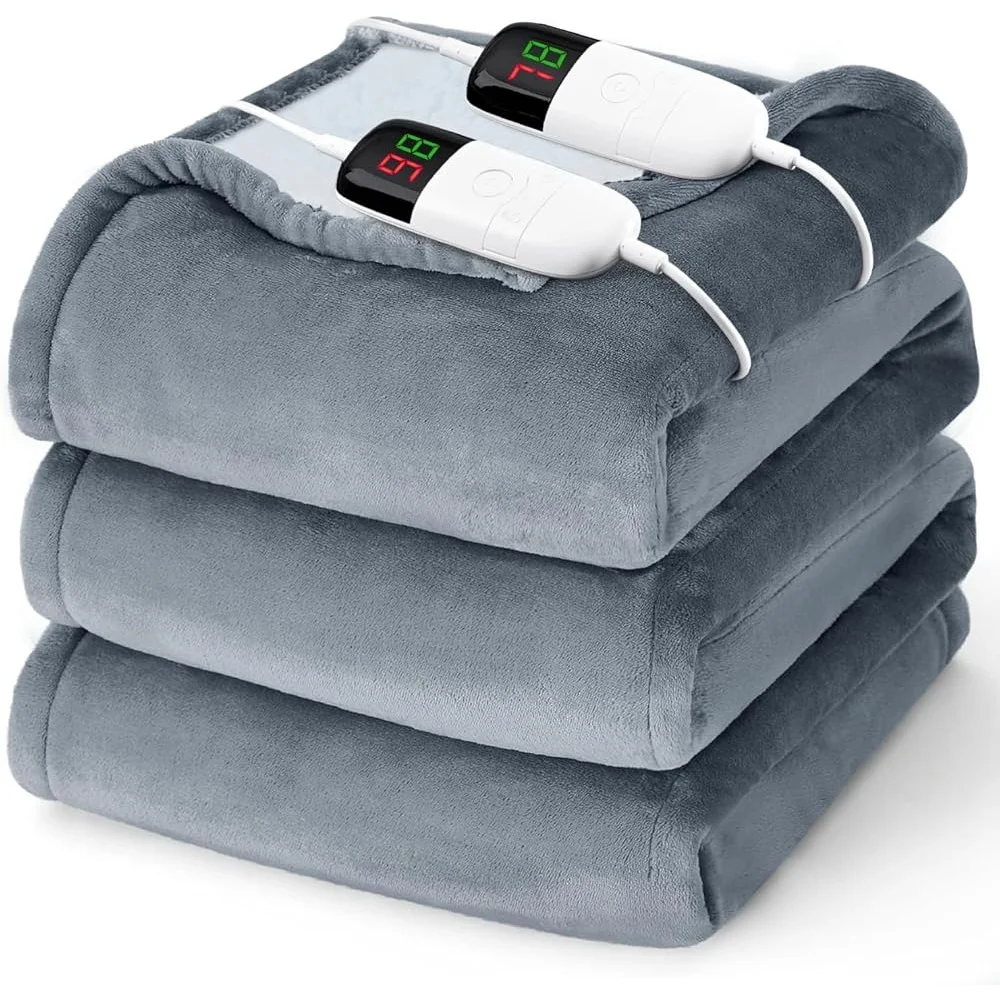 Heated Electric Blanket Queen Dual Control 10 Heat Levels 8 Hours Auto Shut Off Soft Flannel with Overheat Protection 2