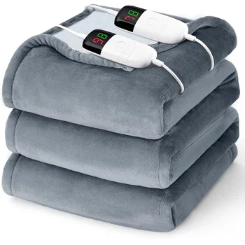 Heated Electric Blanket Queen Dual Control 10 Heat Levels 8 Hours Auto Shut Off Soft Flannel with Overheat Protection 2