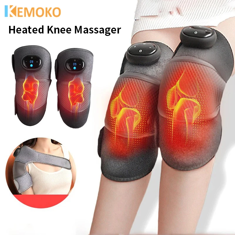 Eletric Heated Knee Massage Instrument Vibrator Knee Heating Pad Elbow Arthritis Pain Relief Joint Physiotherapy Osteoarthritis smart knee massager heating press therapy touch screen physiotherapy instrument rehabilitation relief leg massage health care