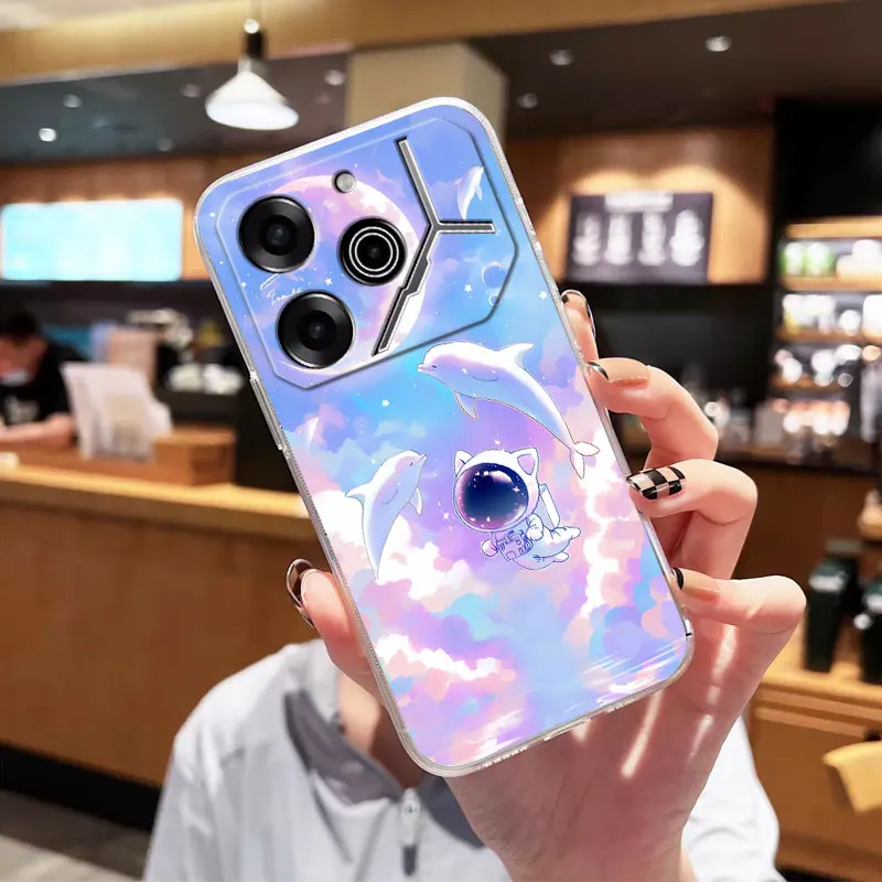 Clear Shockproof Cat Design Soft Silicone Phone Case – Fashionable Back Cover