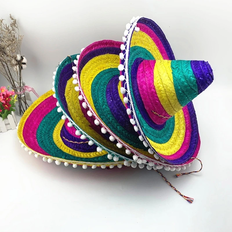 

Mexicans Sombrero Hats Wide Brimmed Sunproof Straw Hat Photoshooting Props Hat Adult Unisex Top Hats Carnivals Costume