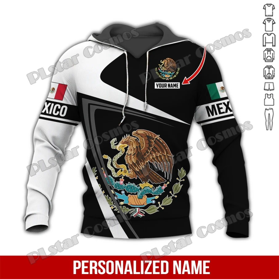 Personalized Name Mexico Coat Of Arms 3D All Over Printed Fashion Men's Hoodie Autumn Unisex Casual Hooded Pullover TDD179