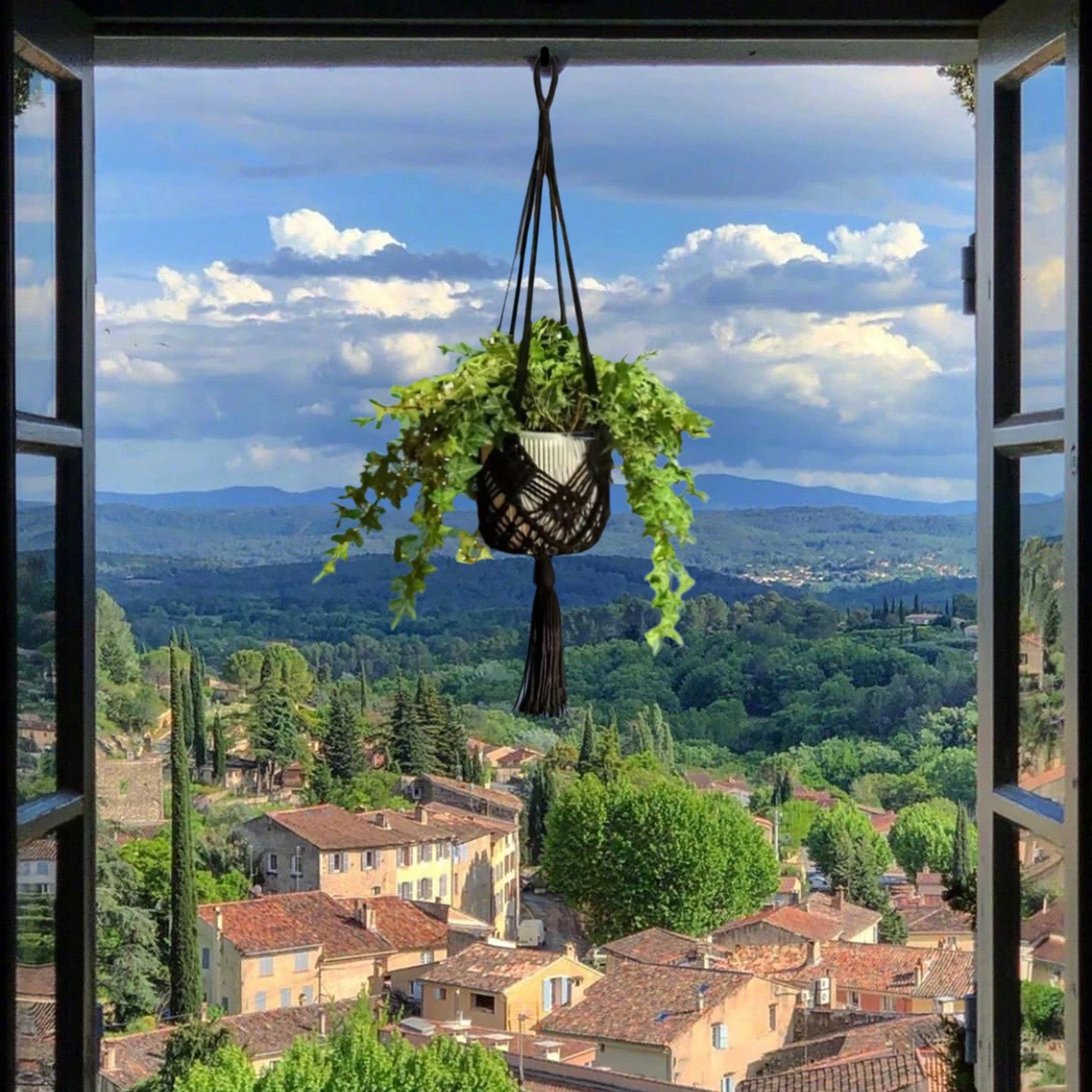 2 قطعة بوهو مكرامية النبات شماعات للداخلية في الهواء الطلق معلقة العصارة القطن حبل المنسوجة سلة معلقة مع صافي الحقيبة