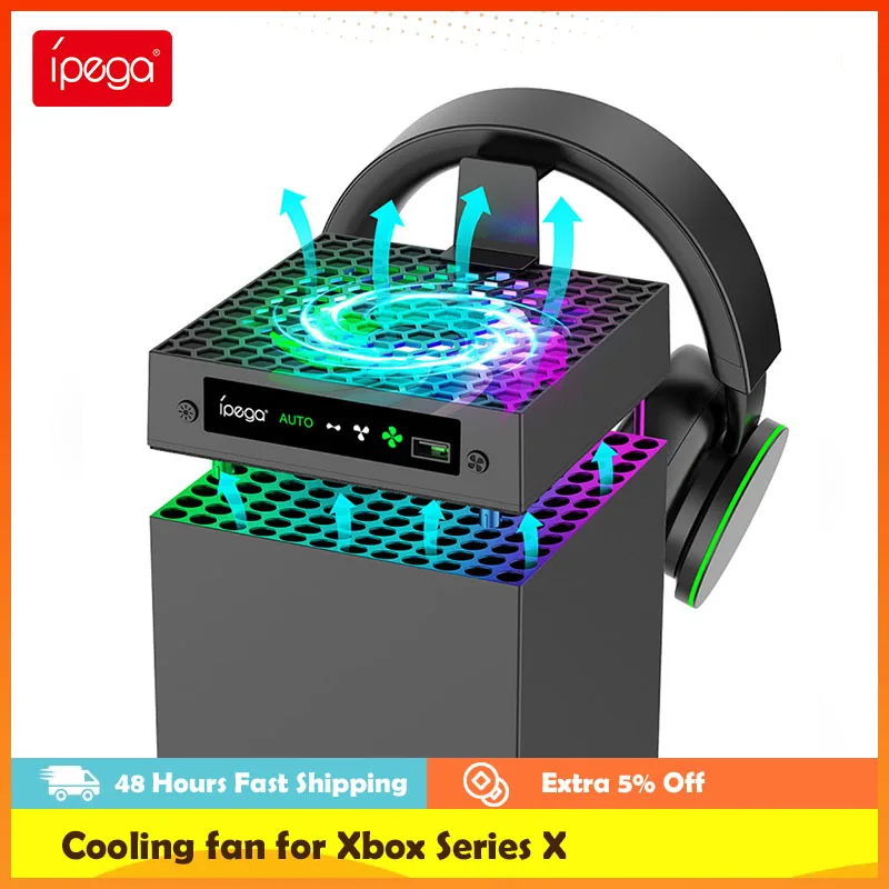 

Ipega New For Xbox Series X Host RGB Cooling Fan Adjustable Wind Speed Heat Dissipation Fan with USB Charging Port