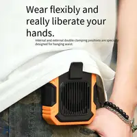 Ventilateur portable et compact à accrocher à la ceinture, avec 3 niveaux de puissance et éclairage d'urgence, peut servir de batterie externe. 5