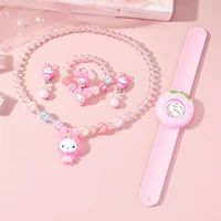 Children's New Cartoon Unicorn Snap Watch + Cute Rainbow Beaded Crown Jewelry Set 2