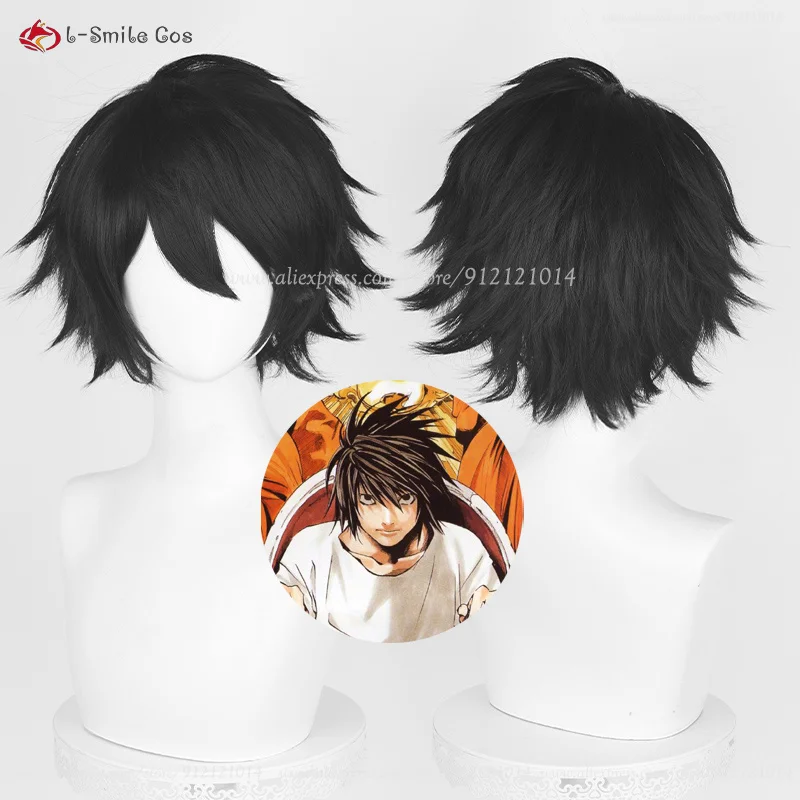 Death Note L Perucas de Cosplay, Perucas Sintéticas Masculinas, Preto,  Curto, Fofo, Em camadas, Resistência ao Calor, Anime, Festa - AliExpress