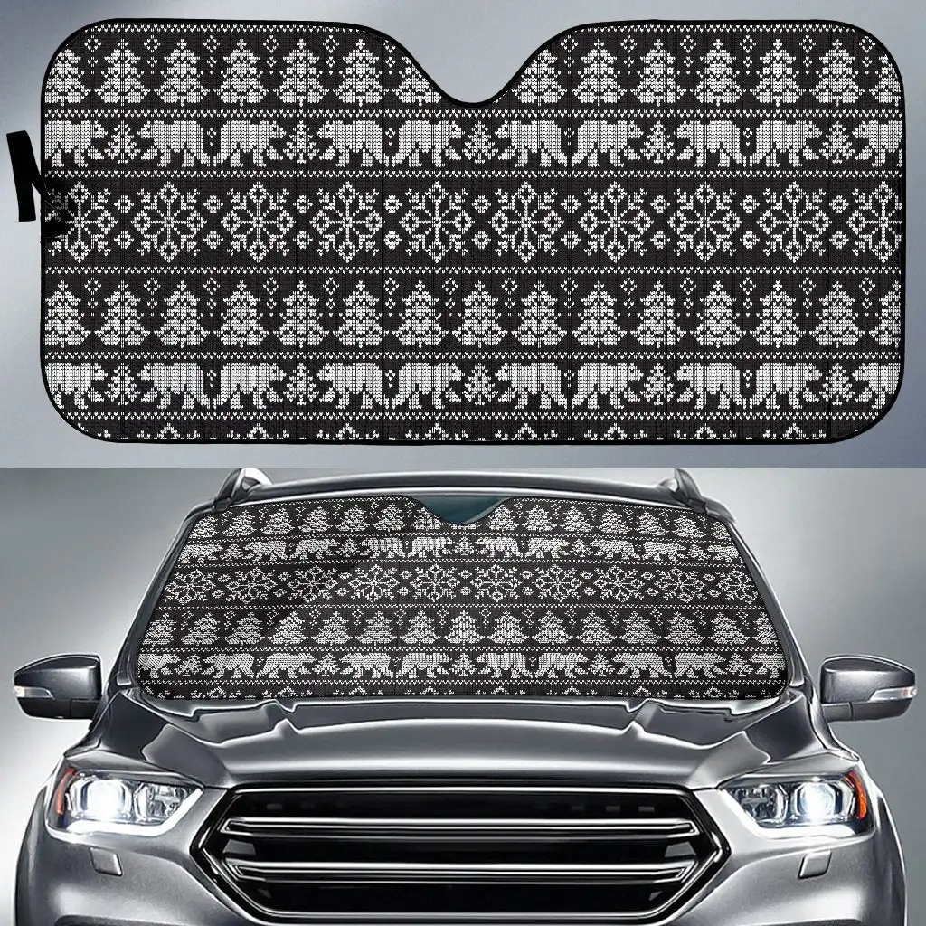 

Fairisle Polar Bear Christmas Pattern Print Auto Sun Shade Car Windshield Window Cover Sunshade