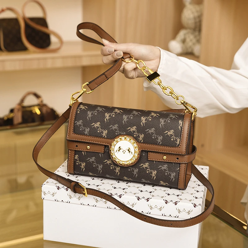 Women s shoulder bag cow pattern leather chain luxury designer brand