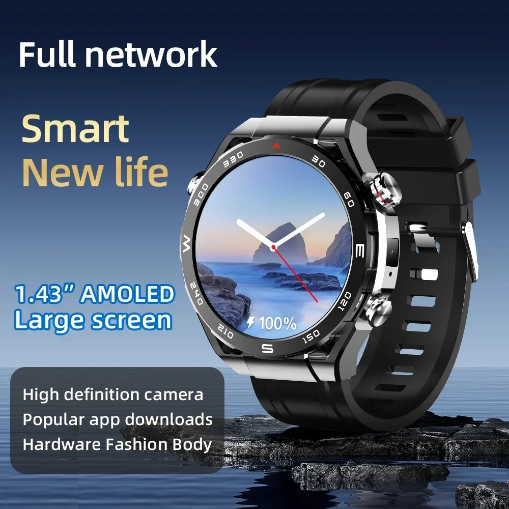 Advanced 4G Android Smartwatch with AMOLED Display, Camera, GPS, WiFi, and Sports Mode