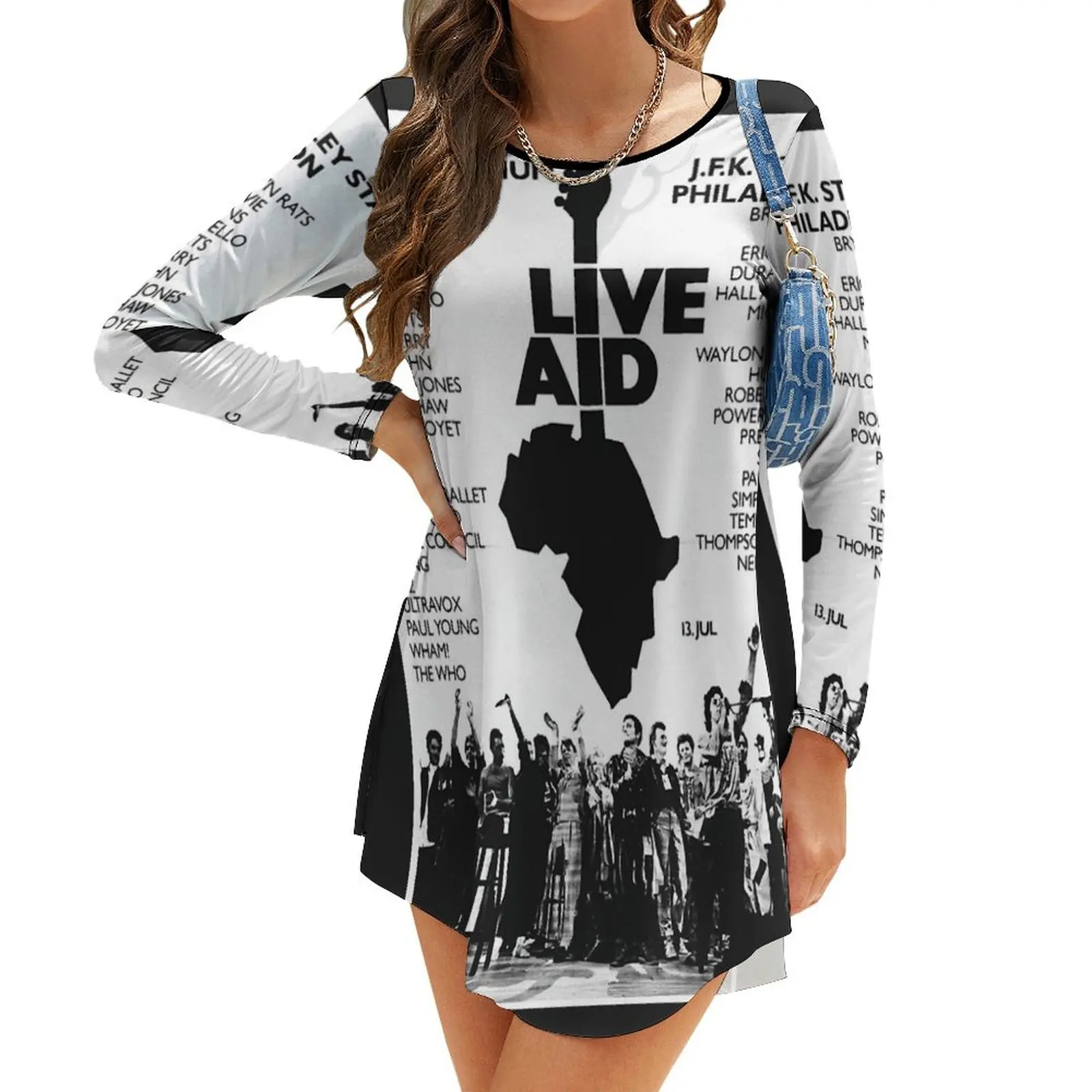 

Live Aid &x27;85 Classic T-Shirt Long-Sleeve Dress chic and elegant woman dress prom dress