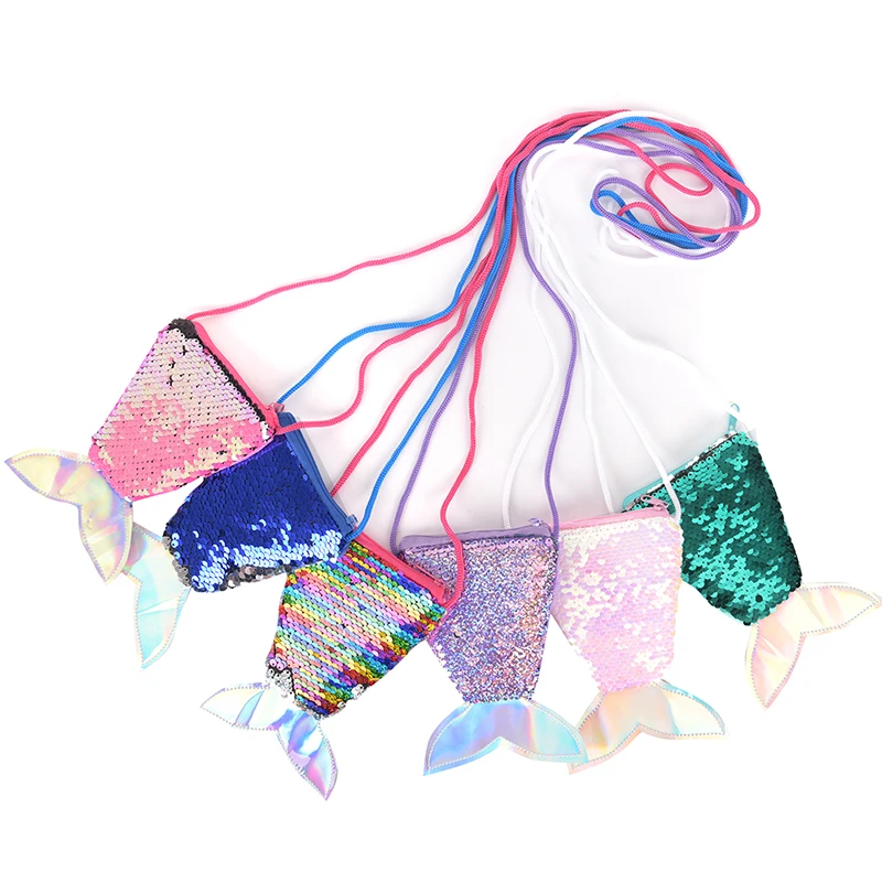 Mini Borsa Con Paillettes 10 Pezzi - Portamonete Per Bambina A Tema Sirena - Foto 3