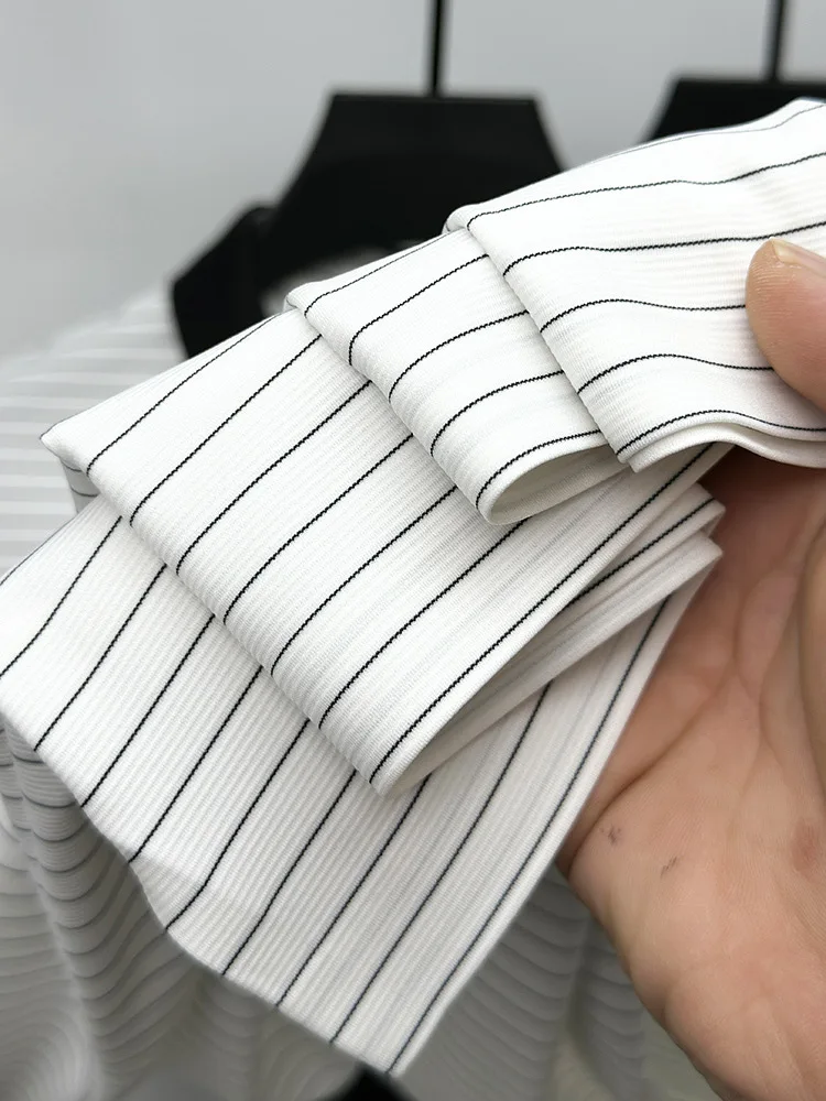 Advanced Ice Silk Breathable Short sleeve T-shirt for Men's 2024Summer New Trendy Stripe Letter Print Business Casual Polo Shirt 16 S44dcfd145ffd45538063db86750013b4M