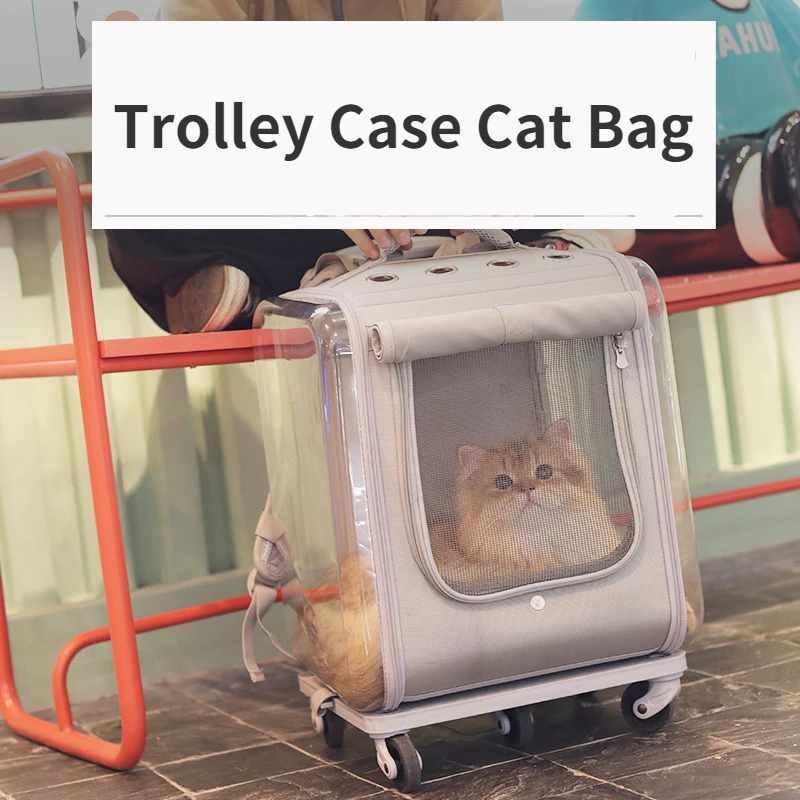 

New Multi-Functional Trolley Cat Bag Cat Outdoor Breathable and Portable Large Capacity Transparent Dog Pet Backpack