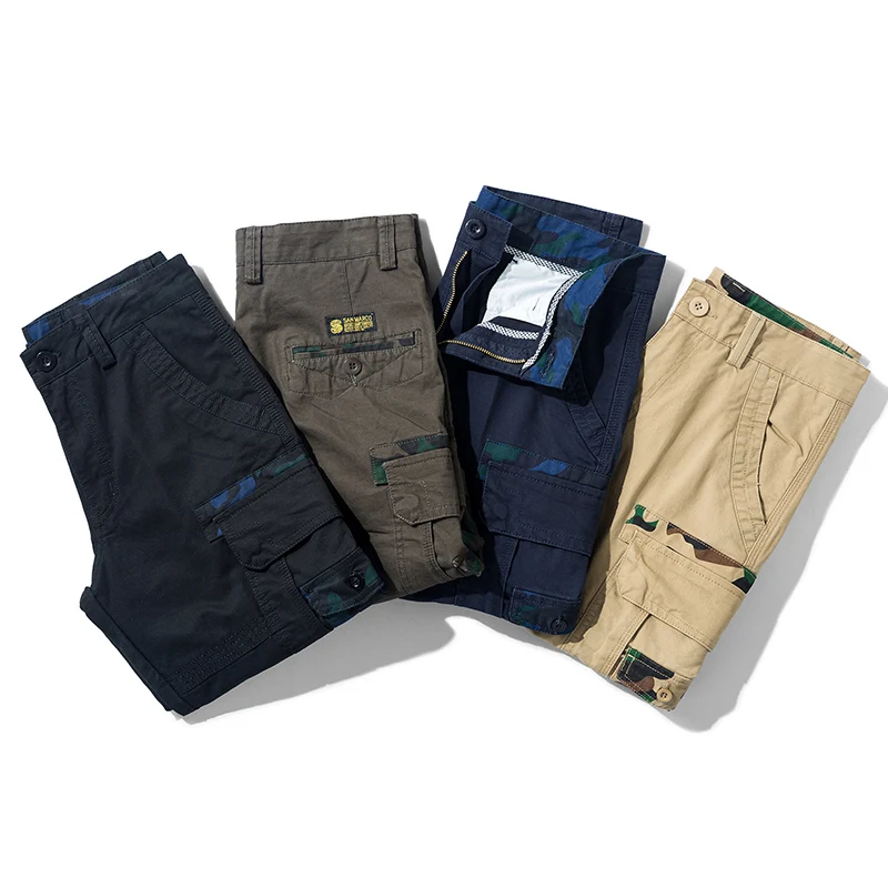 Multi-Pocket Workwear Shorts Men's Loose All-Matching Straight Middle Pants 2024 Summer New Cotton Elastic Rest Shorts