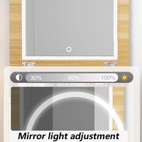 Coiffeuse à couverture rabattable pour chambre à coucher, meubles pour femmes, vanités de maquillage, commode multifonctionnelle moderne, Design avec lumière Led 4