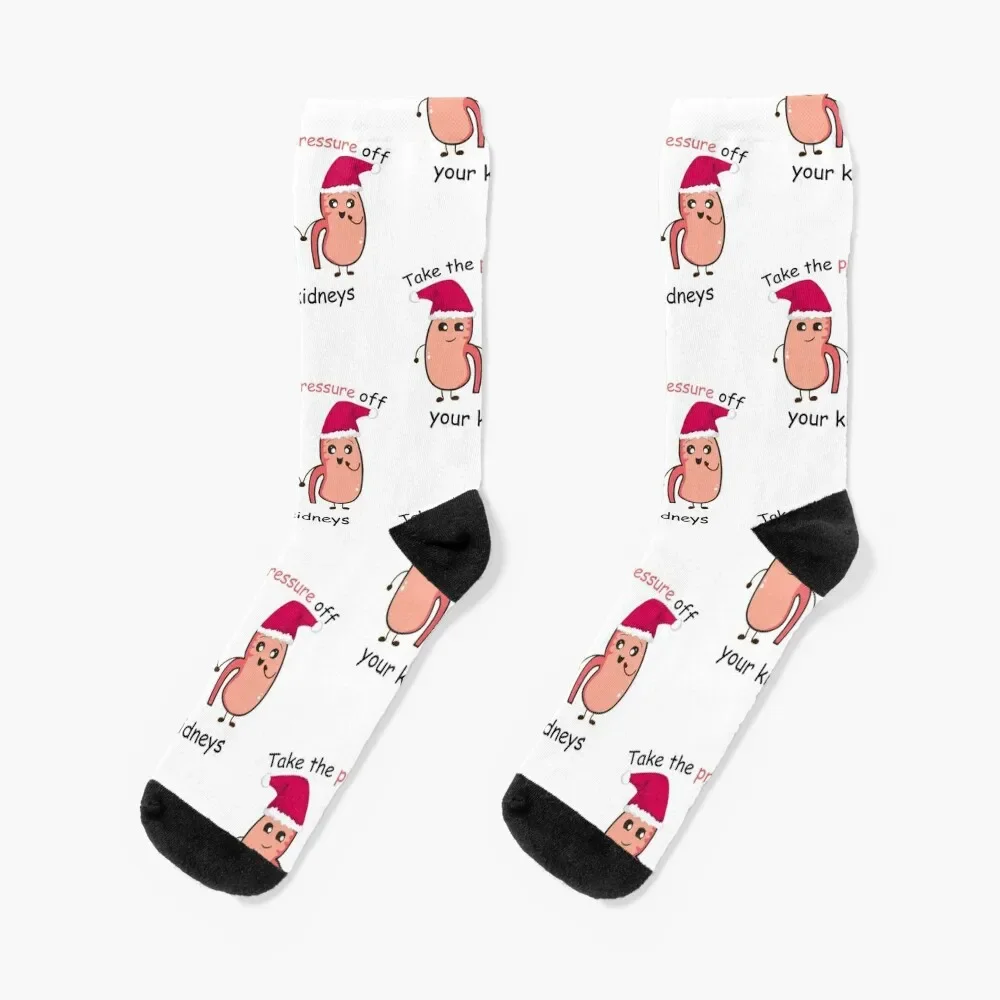 kidneys in Christmas hats Socks crazy valentine gift ideas custom sports Socks Men's Women's