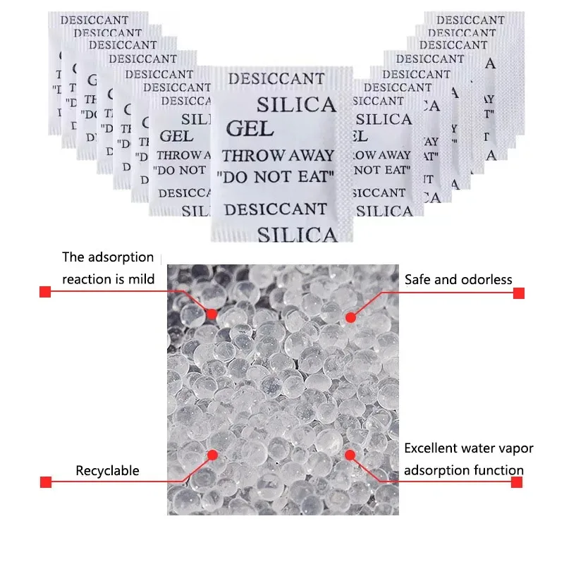 100 Packs Non-Toxic Silica Gel Desiccant Damp Moisture Dehumidifier For Kitchen Room Living Absorber Bag Clothes Food Storage 4