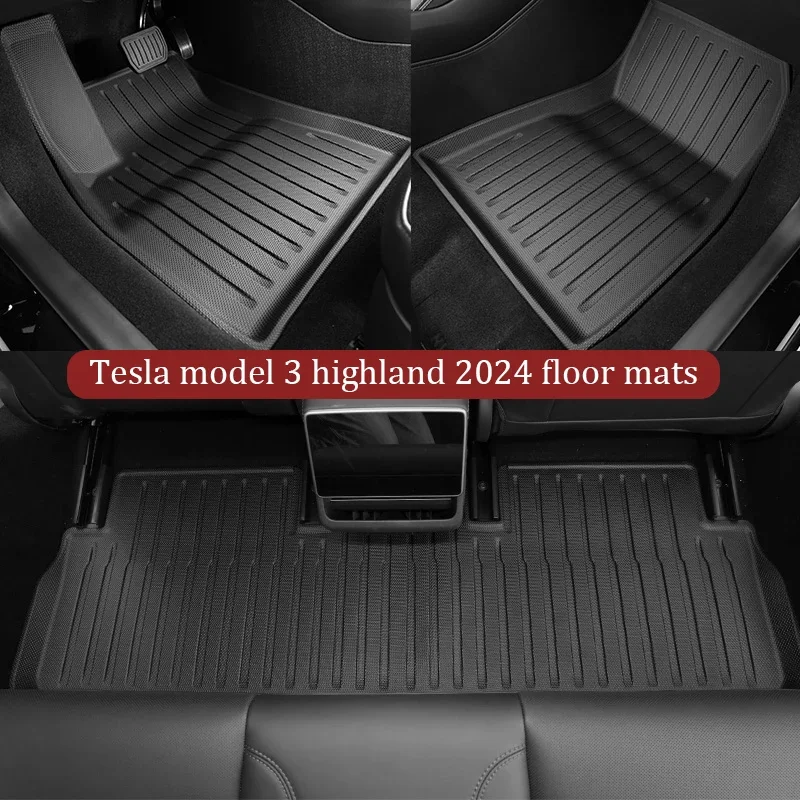 Car Floor Mats Floor Mats For Tesla Model 3 2025 Highland Waterproof Anti-slip Trunk Mat TPE Pads Left / Right Hand Rubber
