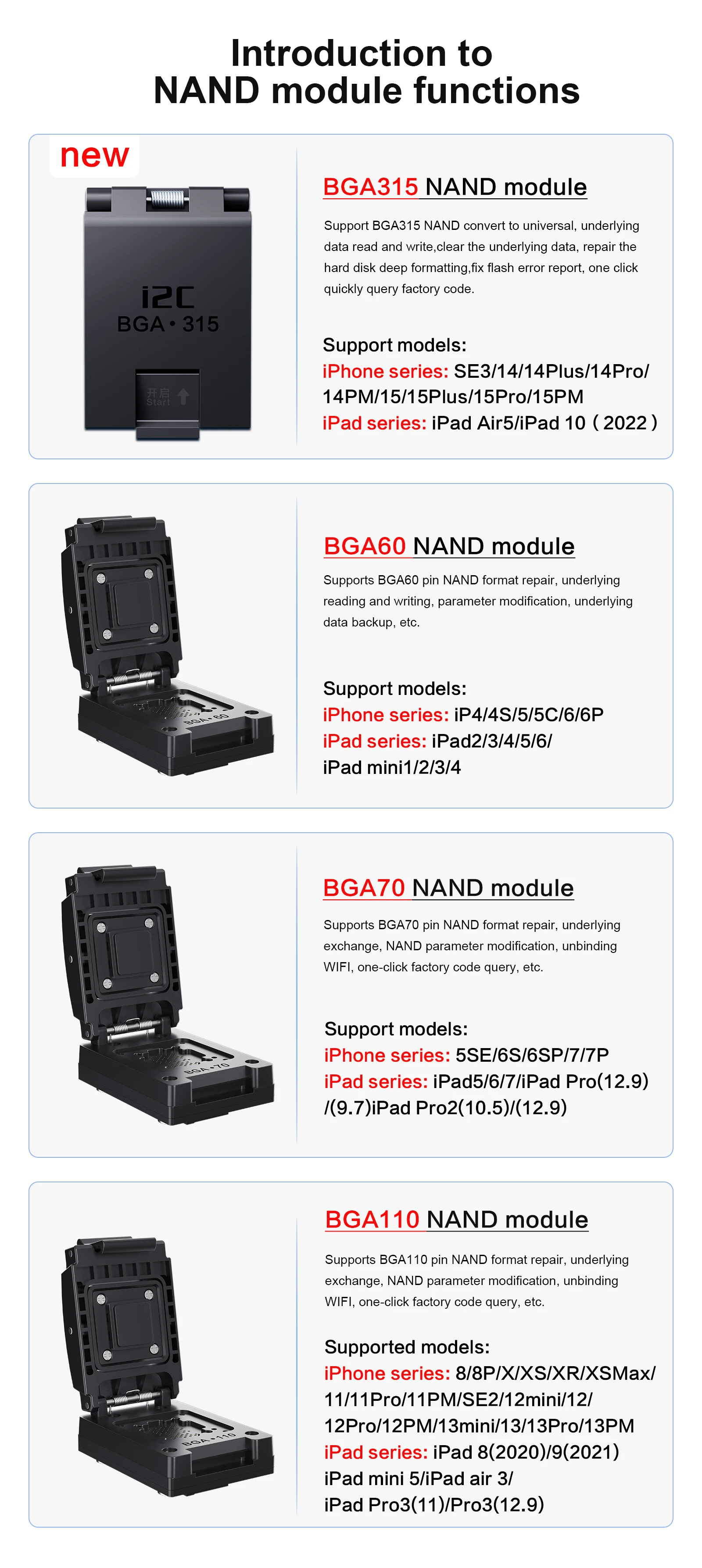 Nand-iPhone 6s-15 pro max用プログラマー,TPUワンクリック,紫色の画面 
