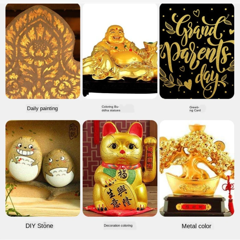 100ml Waterproof Metallic Color Pigment Gold Acrylic Paint Gypsum Toys Statuary Coloring DIY