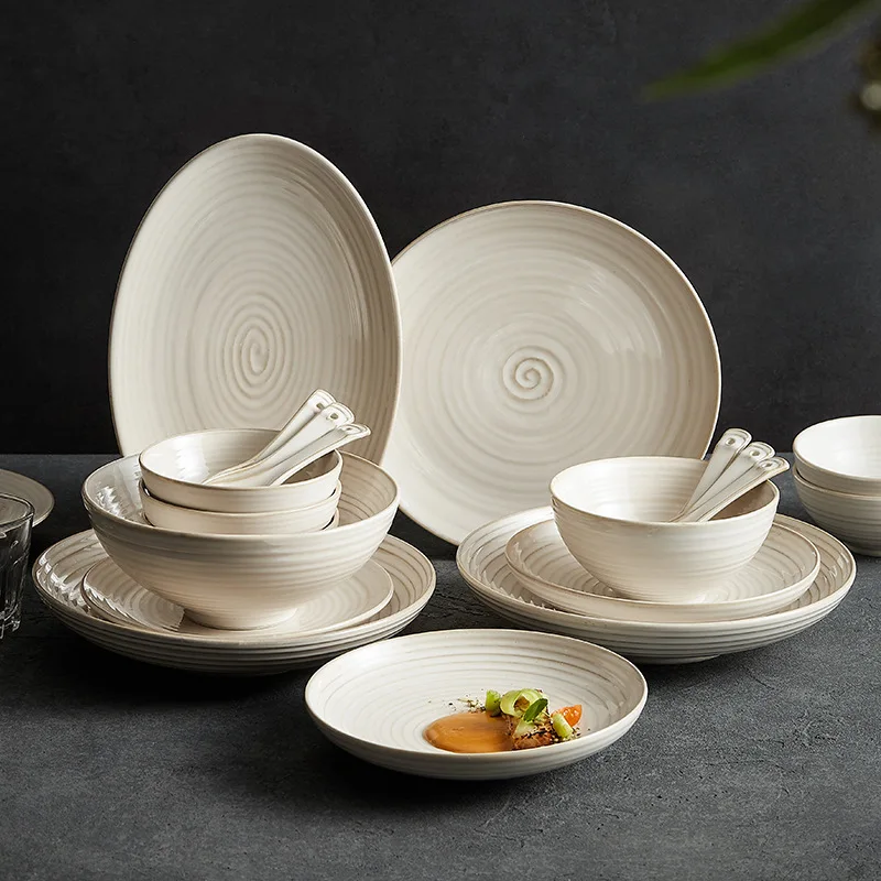 

Bowl and Plate Set for Home Use: High end Simple Modern Light Luxury Style New Home Japanese Bowl and Plate Tableware