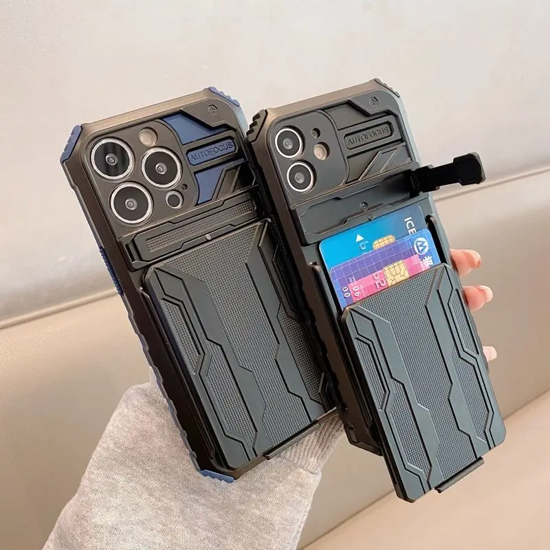 13 card case iPhone15ProMax anti-drop full package lens 12 plug-in stand 11 new male 15promax 14promax 13promax 12promax 11proma